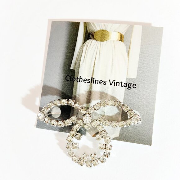 Vintage JAY FLEX Sterling Rhinestone Brooch Pin - Picture 4 of 7